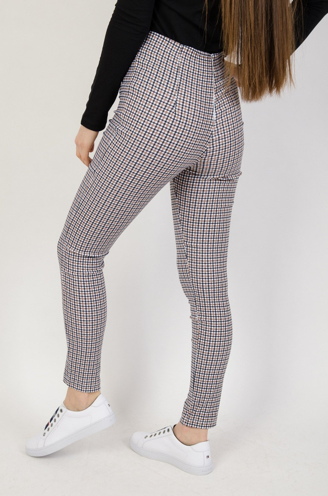 Eleganckie spodnie w drobną kratę z wysokim stanem 