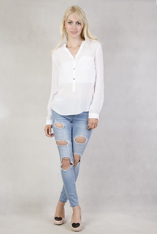 Koszula zapinana na 3 guziki biała