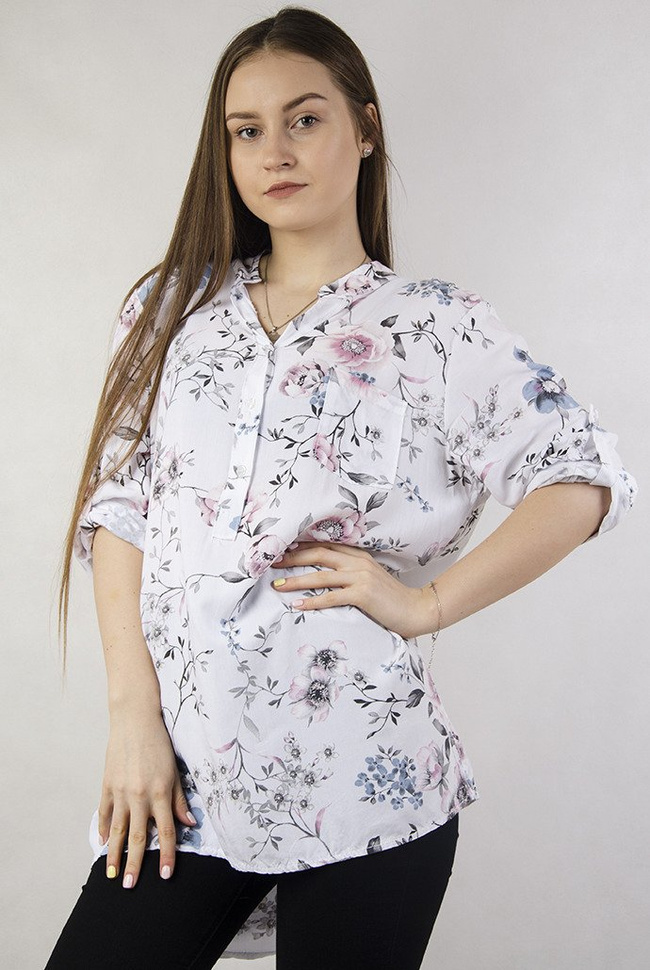 Biała koszula w kwiaty