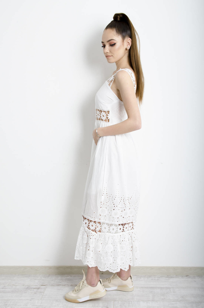 SUKIENKA MAXI Z AŻUROWYMI WSTAWKAMI