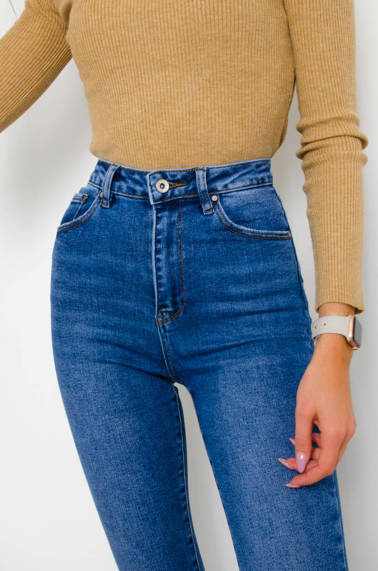 CIEMNE SPODNIE JEANSOWE SKINNY Z PRZETARCIAMI