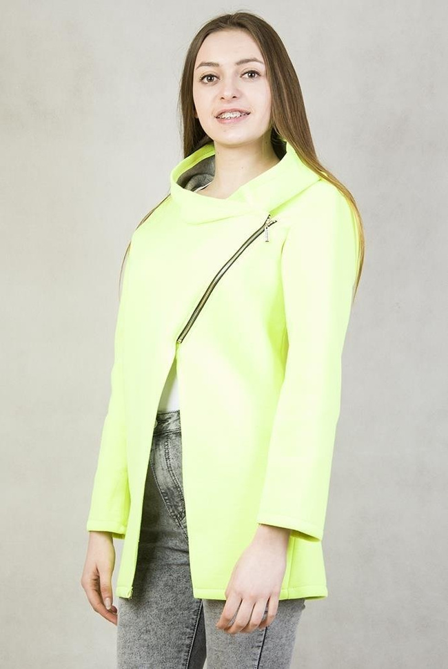 Jasno zielona narzutka zapinana na zamek z dwoma kieszeniami