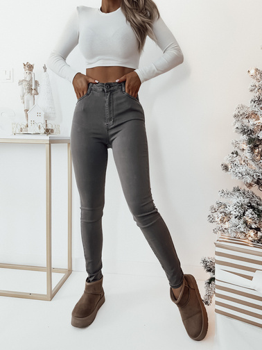 SZARE SPODNIE SKINNY- WYSOKI STAN