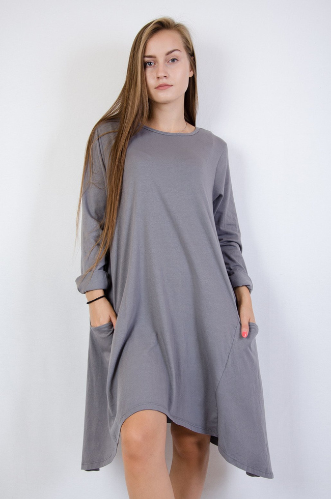 Szara asymetryczna sukienka