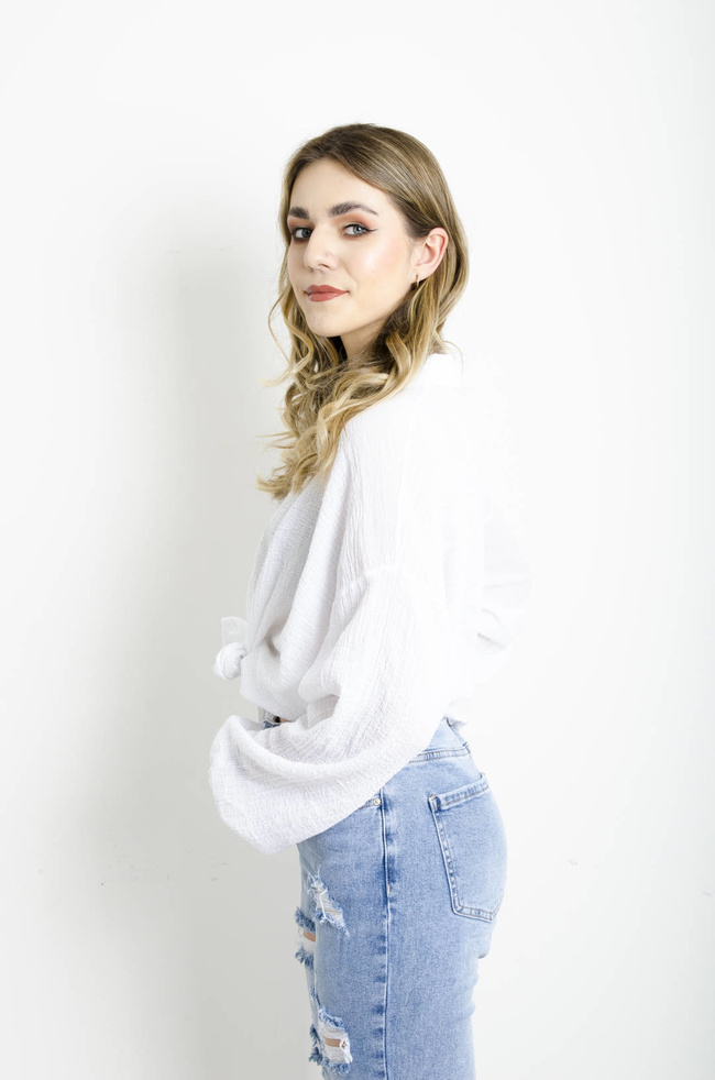 KOSZULA MUŚLINOWA W KOLORZE BIAŁYM