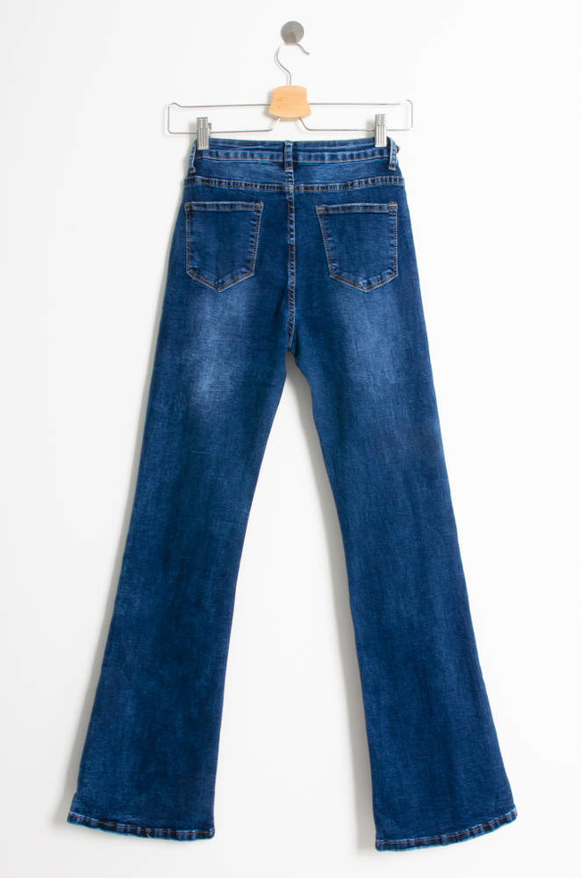 NIEBIESKIE SPODNIE JEANSOWE DZWONY- SZEROKA NOGAWKA