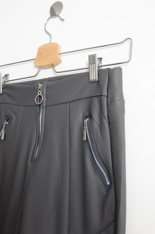 SZARE WOSKOWANE LEGGINSY Z PRZESZYCIAMI- WYSOKI STAN