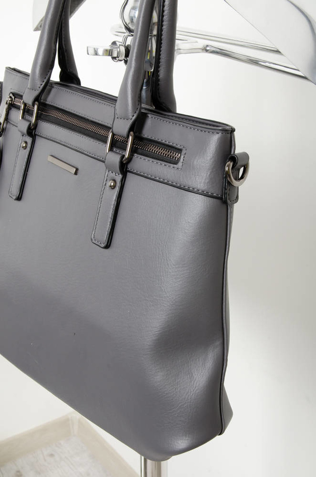 SZARA TOREBKA Z IMITACJI SKÓRY TYPU SHOPPER