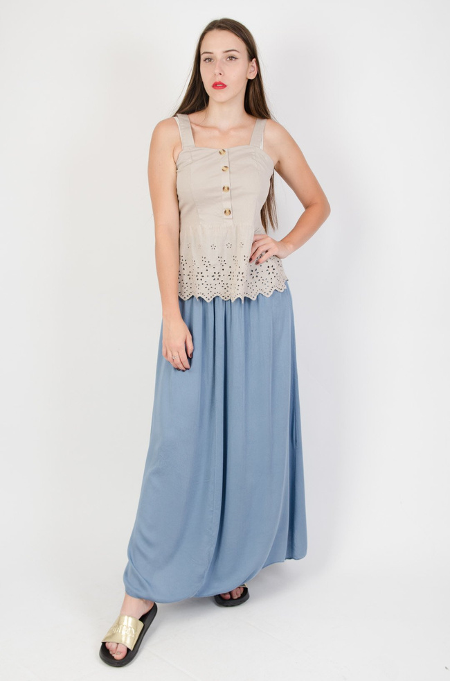 Beżowa bluzka z ażurowym dołem