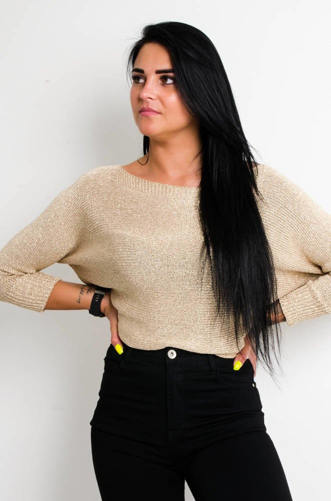 ZŁOTY SWETEREK Z WIĄZANIEM NA PLECACH