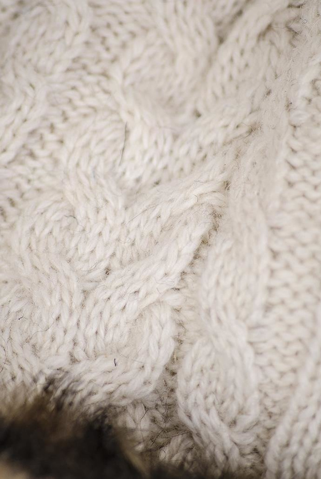 Beżowe rękawiczki z futerkiem, ocieplane