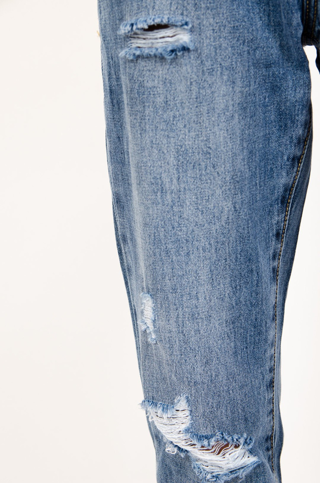 SPODNIE JEANSOWE TYPU MOM FIT Z PRZETARCIAMI 
