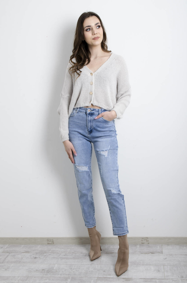 SWETER KARDIGAN ZAPINANY NA GUZIKI- SZARY