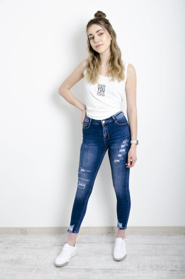 SPODNIE JEANSOWE Z PRZETARCIAMI- PUSH UP