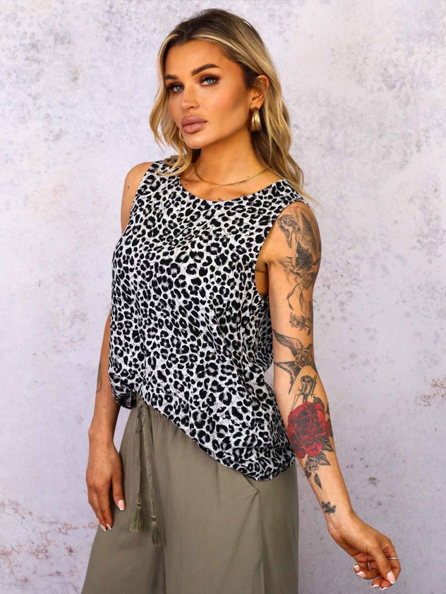 TOP NA RAMIĄCZKACH W PANTERKĘ- BIAŁY