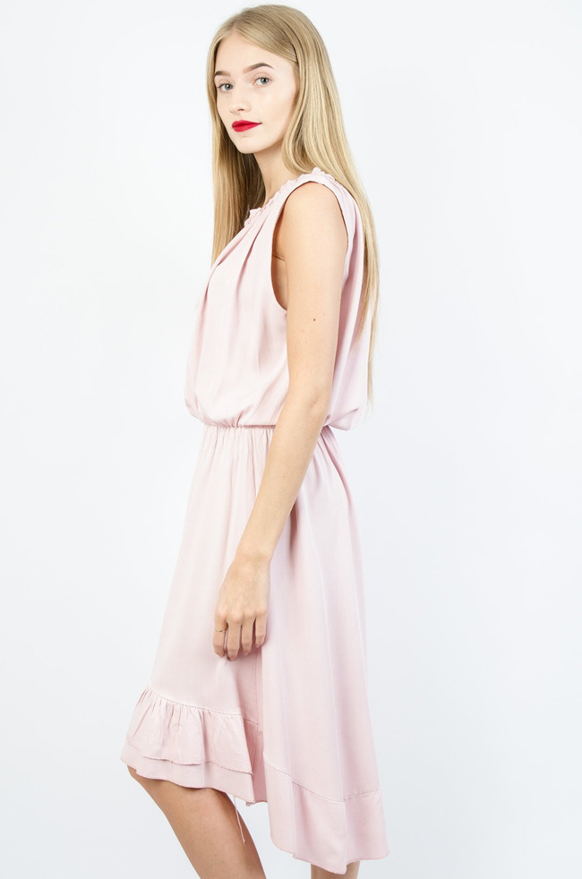  JASNO RÓŻOWA ASYMETRYCZNA SUKIENKA 
