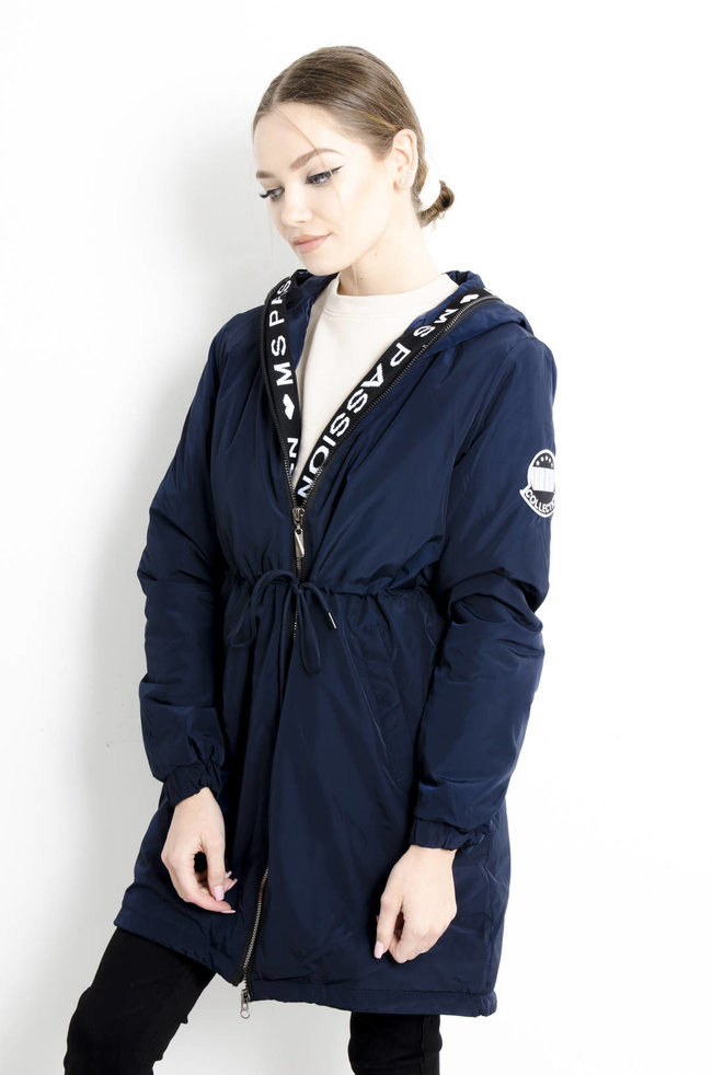 KURTKA PARKA Z KAPTUREM W KOLORZE GRANATOWYM