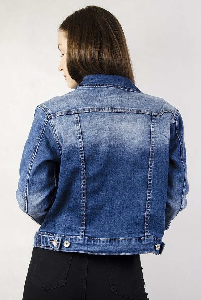 Krótka ciemna kurtka jeansowa