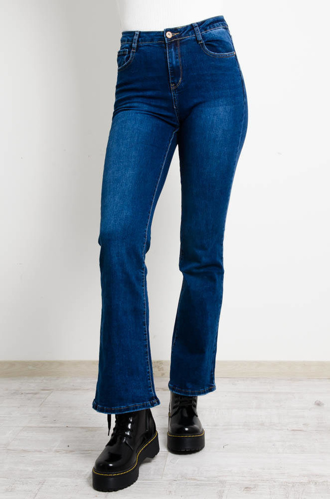 NIEBIESKIE SPODNIE JEANSOWE DZWONY- SZEROKA NOGAWKA