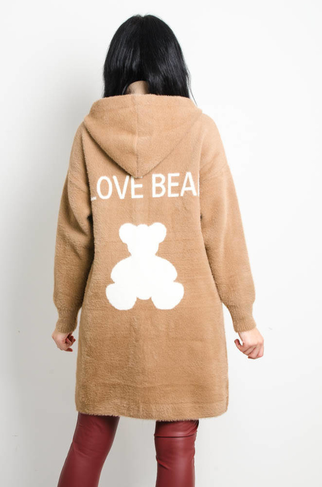 BRĄZOWY PŁASZCZ ALPAKA Z MISIEM