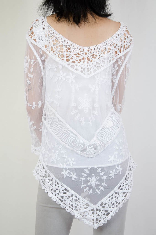 BLUZKA BOHO AŻUROWE HAFTY