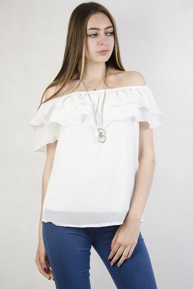 Biała bluzka z podwójną falbaną
