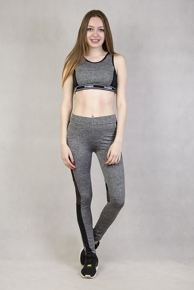 Legginsy fitness szare z siateczką