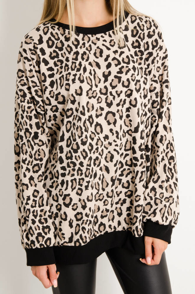 BLUZA OVERSIZE W PANTERKĘ