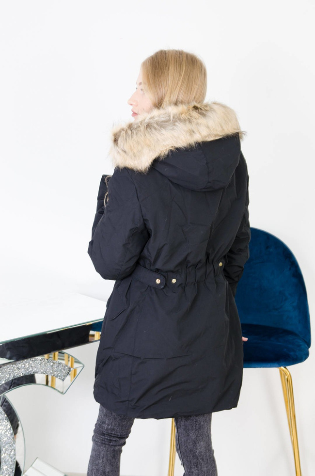 CZARNA KURTKA ZIMOWA PARKA NA MISIU 