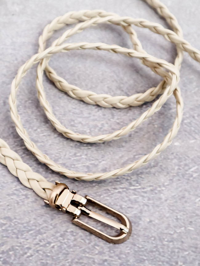 PASEK PLECIONY Z EKOSKÓRY- BEŻOWY