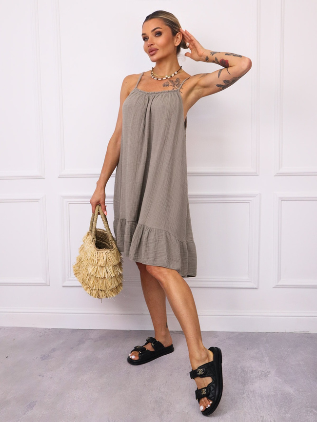 SUKIENKA MINI MUŚLNOWA NA RAMIĄCZKA Z FALBANĄ- FANGO