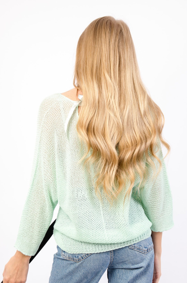 ZIELONY ASYMETRYCZNY SWETER Z WIĄZANIEM Z TYŁU