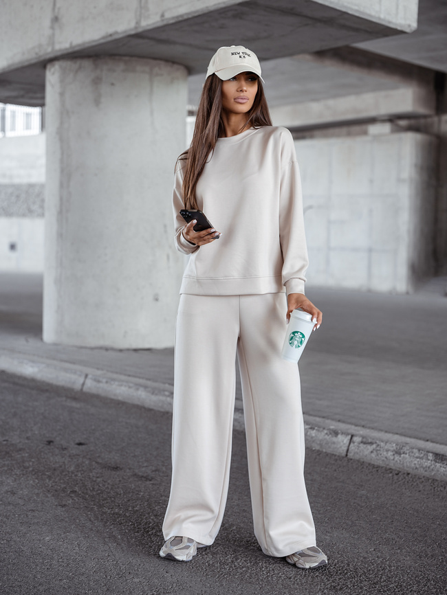 KOMPLET DRESOWY BLUZA+ SPODNIE- BEŻOWY