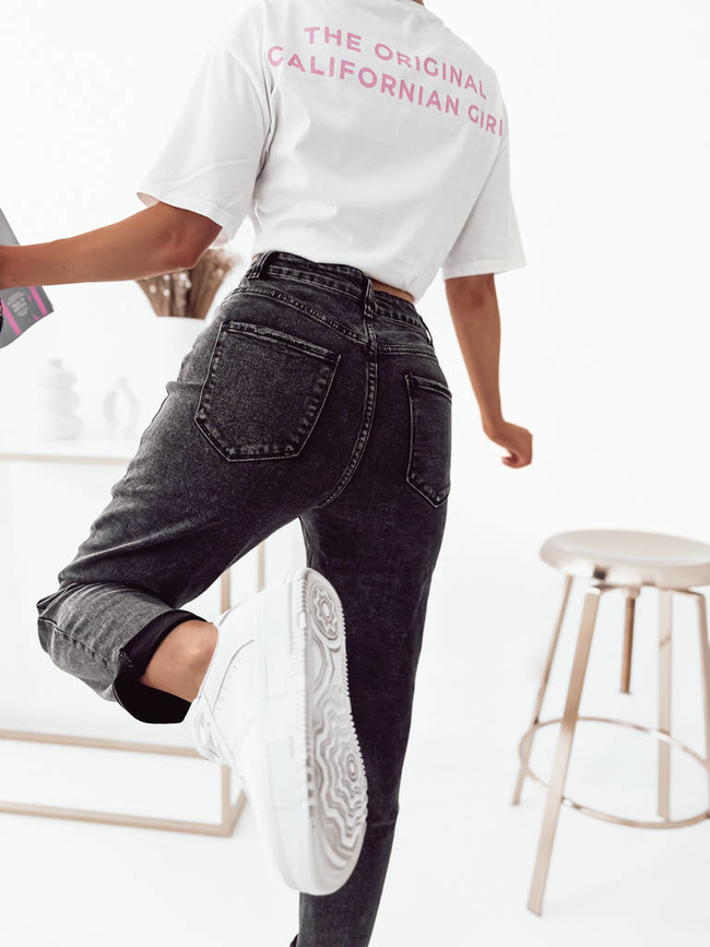 SPODNIE JEANSOWE JASNE- MOM STRETCH- CZARNE