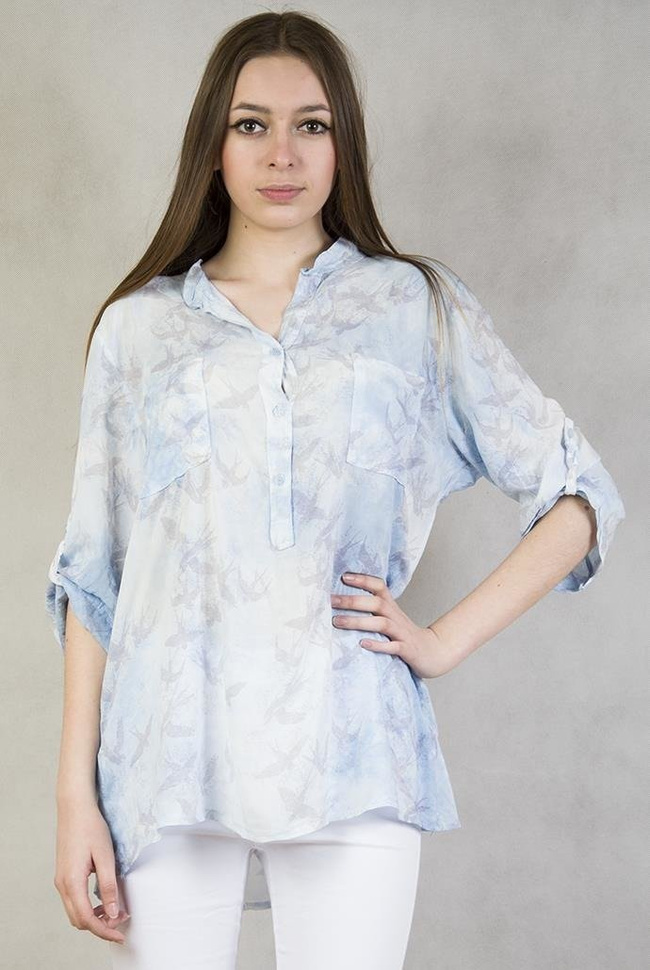 Koszula niebieska w jaskółki