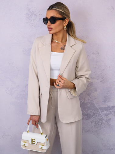 KOMPLET ELEGANCKI MARYNARKA+ SPODNIE- BEŻOWY