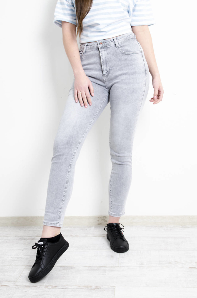SPODNIE JEANSOWE SZARE SKINNY- PLUS SIZE