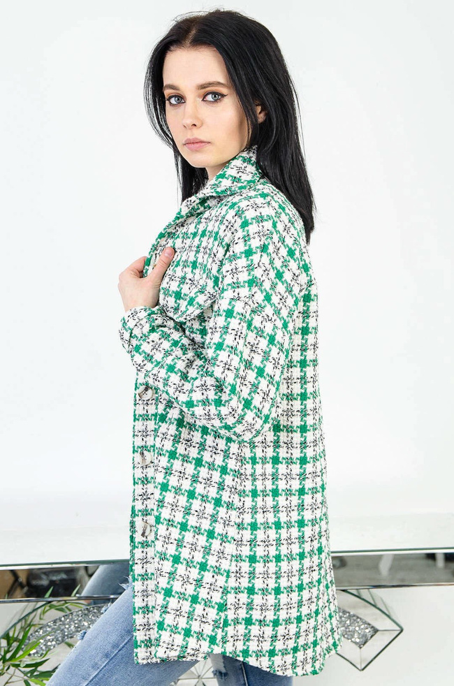 NARZUTA KOSZULOWA W BIAŁO-ZIELONĄ PEPITKĘ