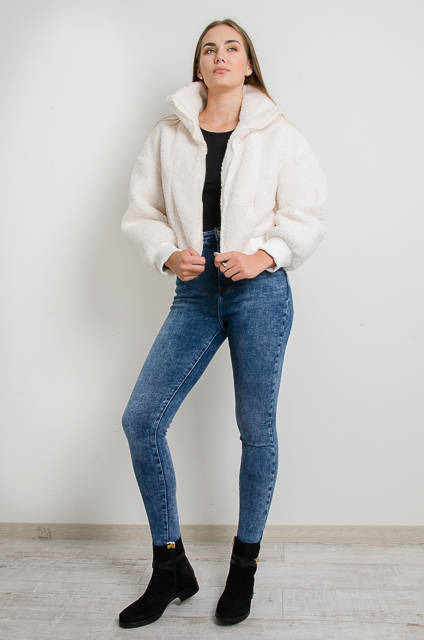 BIAŁA KURTKA BOMBERKA Z KOŻUSZKIEM