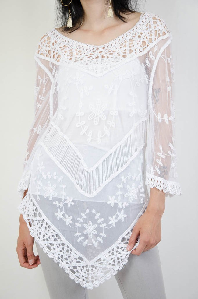 BLUZKA BOHO AŻUROWE HAFTY 