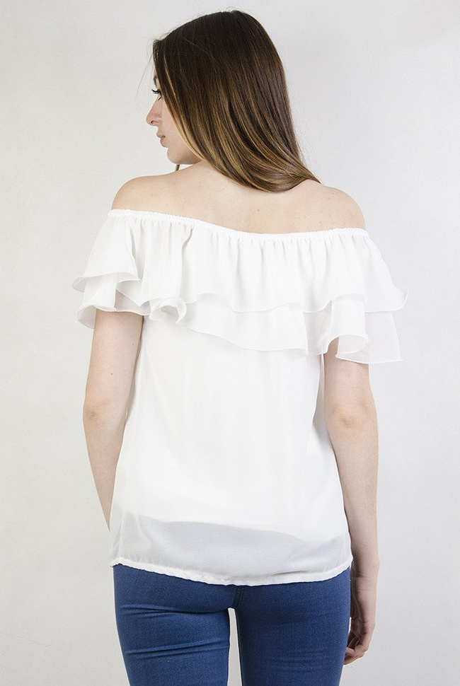 Biała bluzka z podwójną falbaną 
