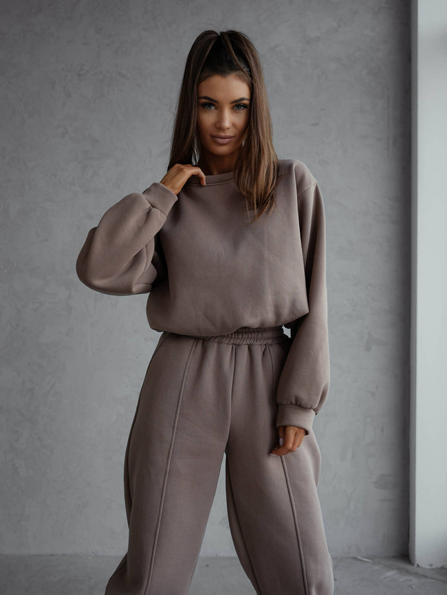 KOMPLET DRESOWY BLUZA+ SPODNIE- BRĄZOWY