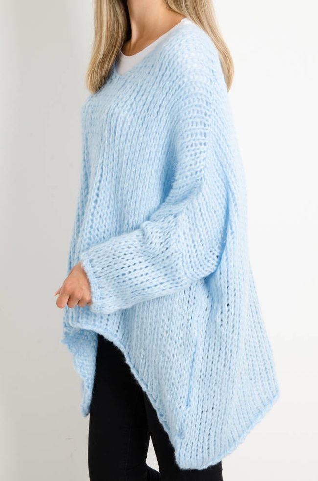 SWETER ASYMETRYCZNY OVERSIZE- NIEBIESKI