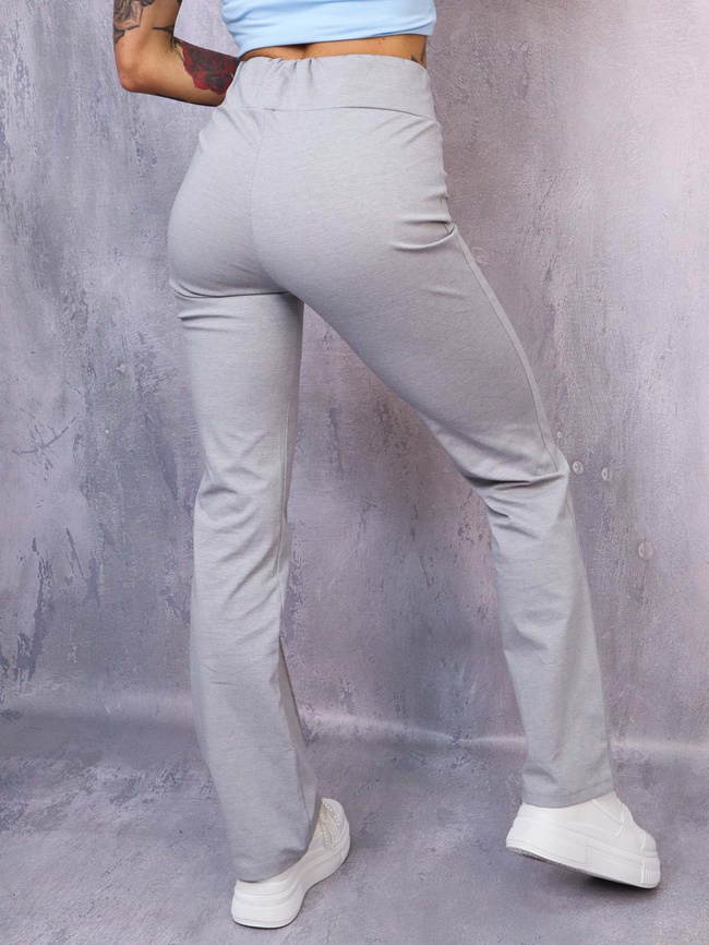 SPODNIE DZWONY FLARE Z PRZESZYCIEM- SZARE