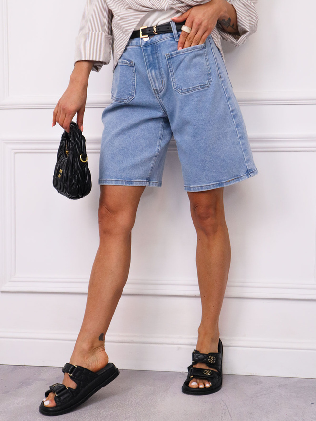 SZORTY JEANSOWE BERMUDY Z KIESZENIAMI Z PRZODU
