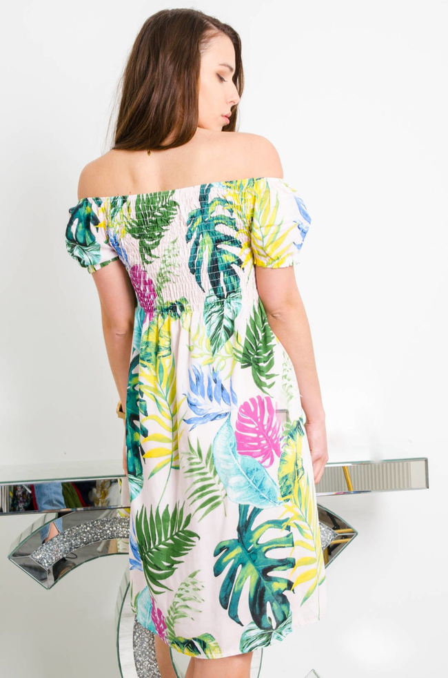 SUKIENKA HISZPANKA Z MOTYWEM KWIATÓW W KOLORZE JASNO-RÓŻOWYM 