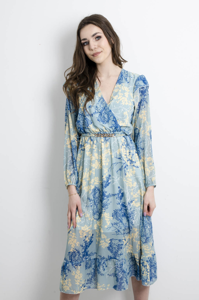 SUKIENKA MAXI NIEBIESKA Z PASKIEM