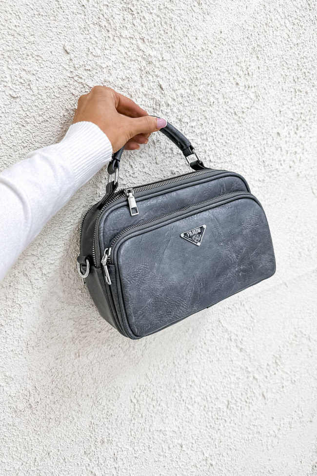 TOREBKA KUFEREK Z KIESZONKAMI NA ZAMEK- SZARA