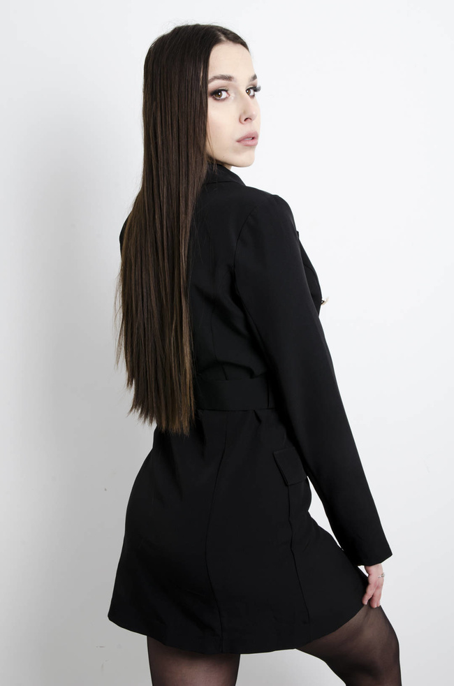 SUKIENKA CZARNA MARYNARKA Z PASKIEM 