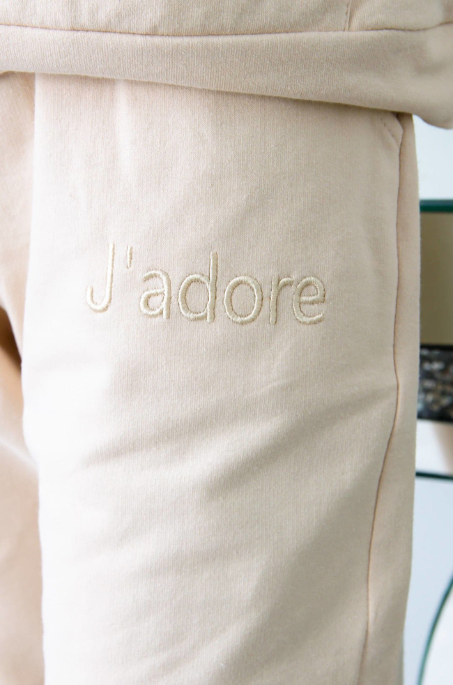 BEŻOWY BAWEŁNIANY KOMPLET DRESOWY J'ADORE